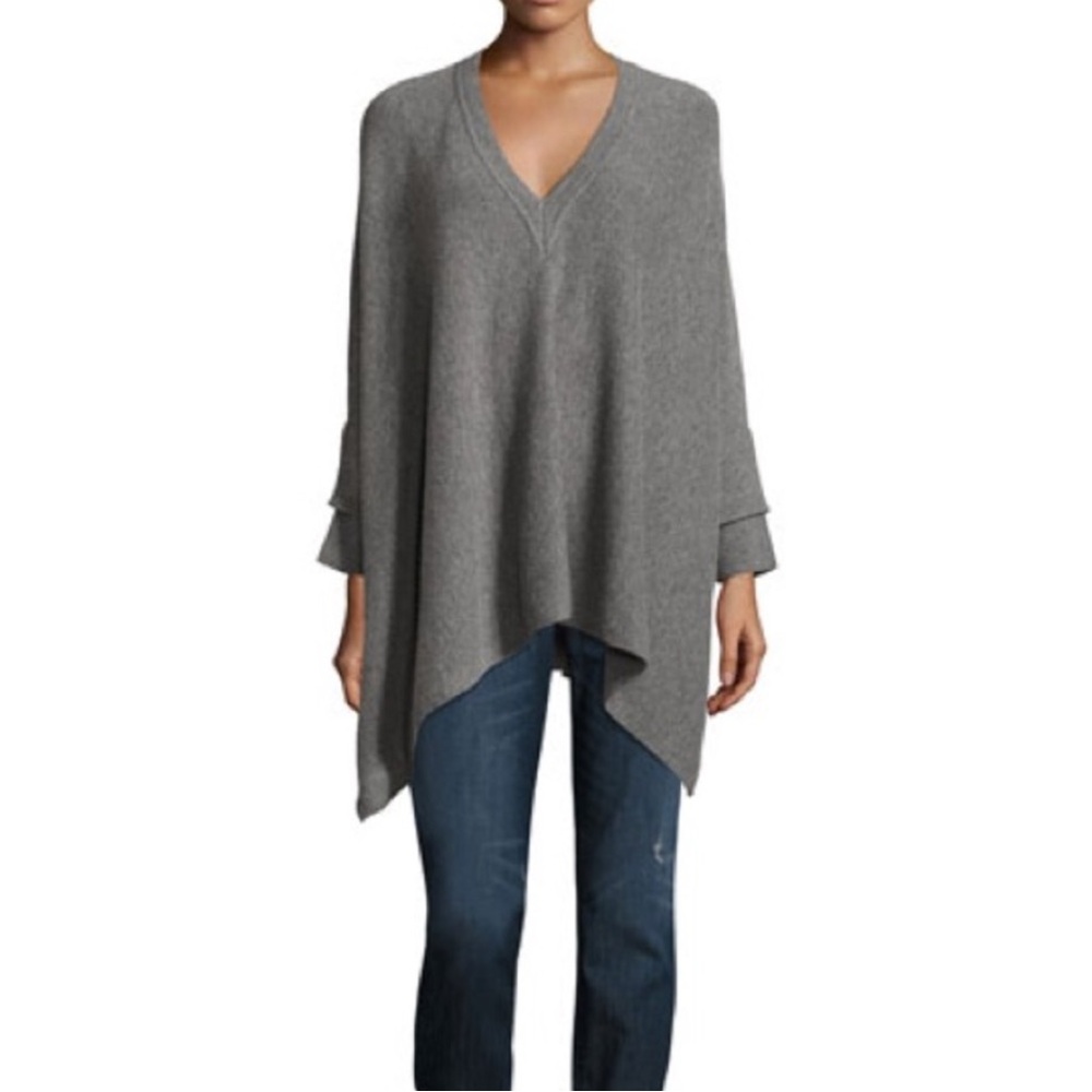 Vince M/L Rib Cuff V-Neck Wool
Cashmere Poncho